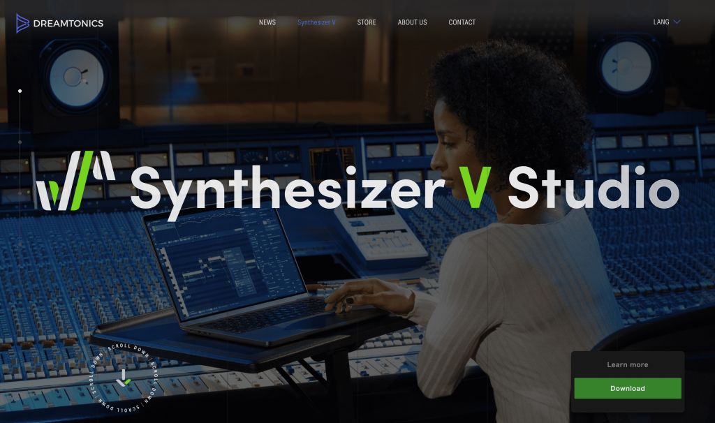 Screenshot of Synthesizer V from https://dreamtonics.com/en/synthesizerv/
