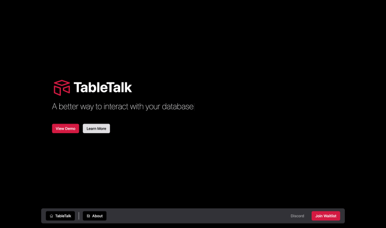 Screenshot of TableTalk from https://www.tabletalk.ai/