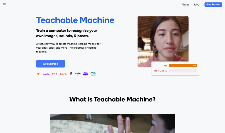 Screenshot of Teachable Machine from https://teachablemachine.withgoogle.com/