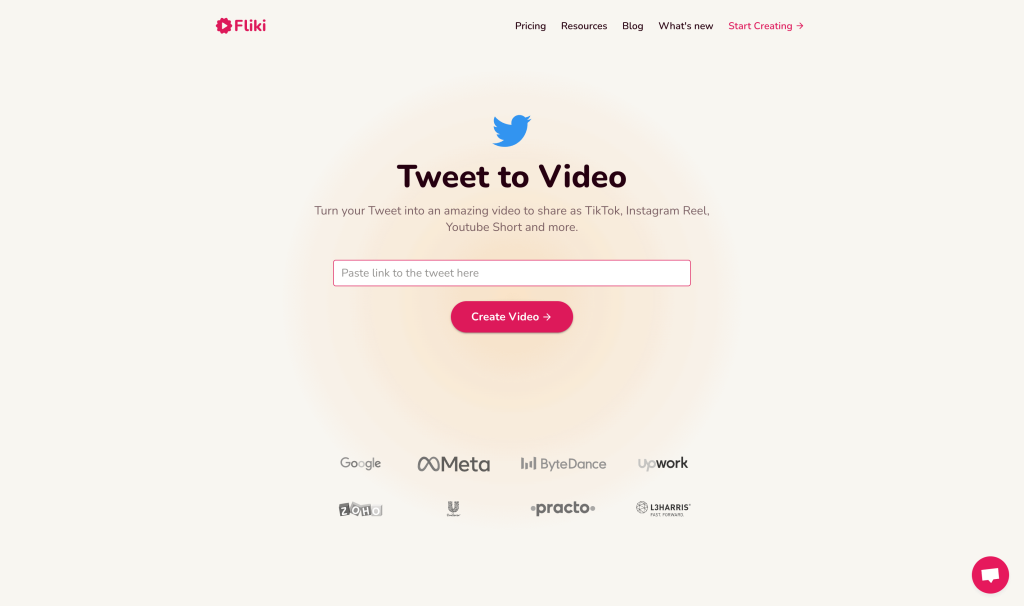 Screenshot of Tweet to Video from https://fliki.ai/tools/tweet-to-video