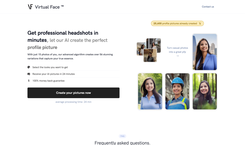 Screenshot of Virtual Face from https://virtualface.app/