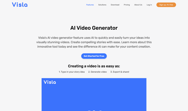 Screenshot of Visla from https://www.visla.us/ai-video-generator