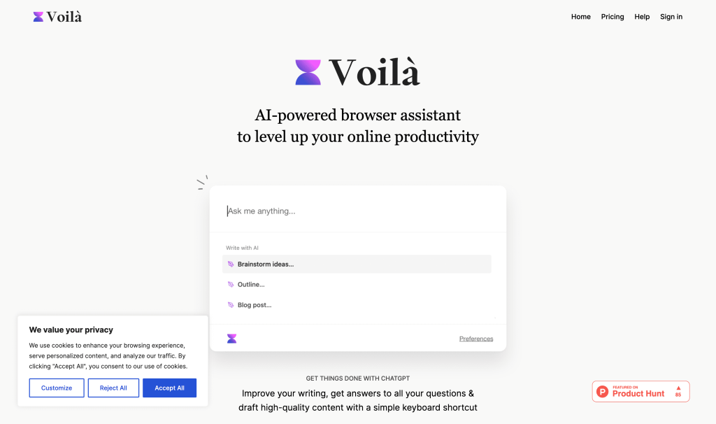 Screenshot of Voila from https://www.getvoila.ai/