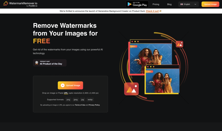 Screenshot of Watermark Remover from https://www.watermarkremover.io/