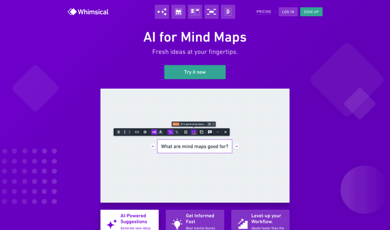 Screenshot of Whimsical AI from https://whimsical.com/ai-mind-maps