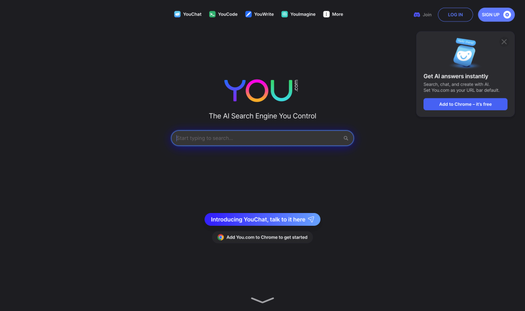 Screenshot of You.com from https://you.com/