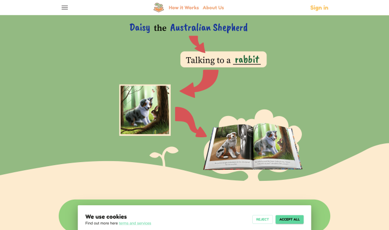 Screenshot of Your Own Story Book from https://www.yourownstorybook.com/